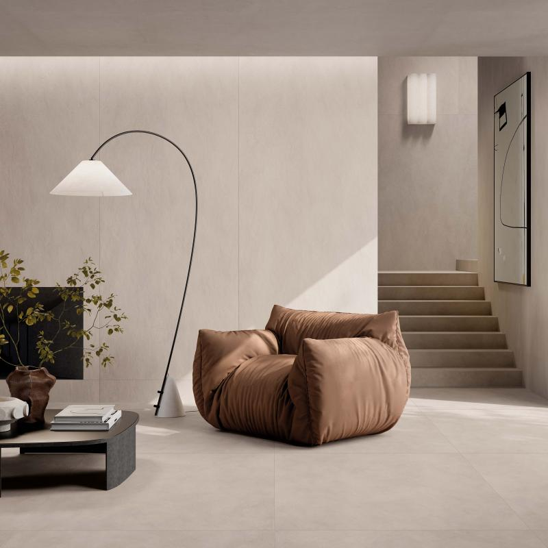Płytka z gresu porcelanowego, efekt żywicy, piaskowa, 60x120 cm - CS25069