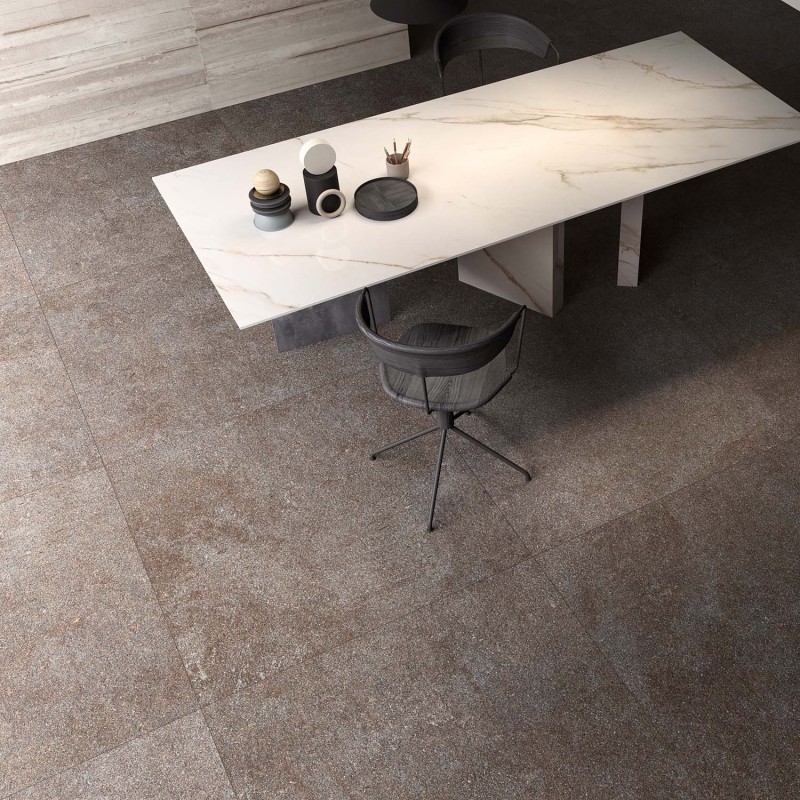 Płytka podłogowa z gresu porcelanowego, efekt drobnoziarnistego kamienia, brązowa, 60x120 cm - CS25033