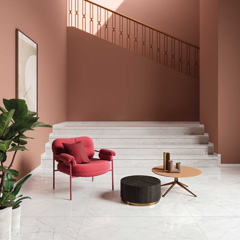 Płytka z gresu porcelanowego w efekcie marmuru Carrara, polerowana, 120x120 cm - CS25097