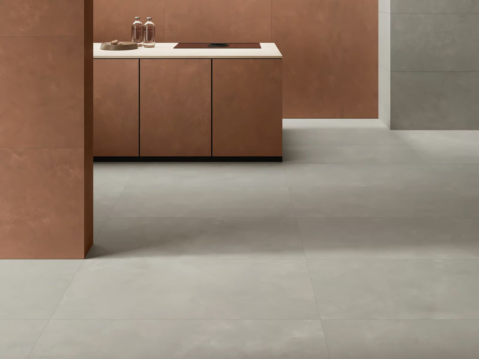 Płytka z gresu porcelanowego, efekt beton-żywica, jasnoszara, 60x120 cm - CS25021