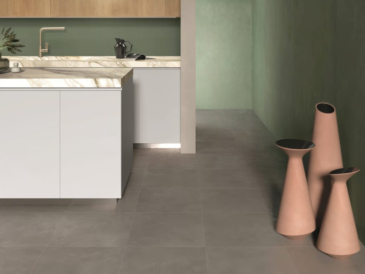 Płytka z gresu porcelanowego, efekt beton-żywica, ciemnoszara, 60x120 cm - CS25022