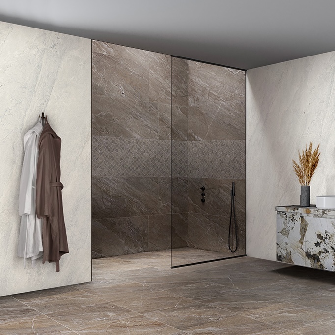 Gres porcelanowy z efektem kamienia jerozolimskiego, matowy brąz 60X120 - Eamr213