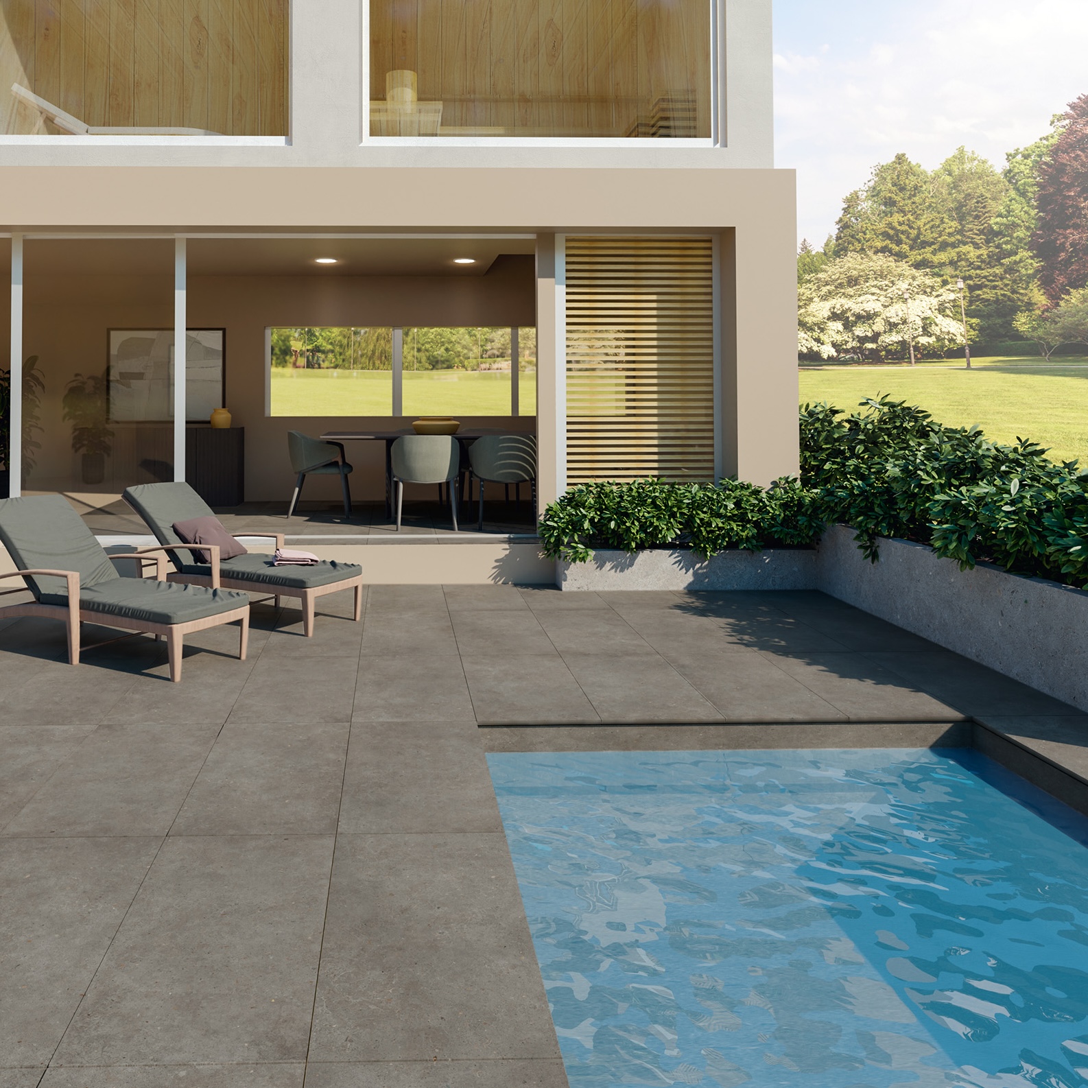 Płytka porcelanowa z efektem betonu, brązowa, antypoślizgowa 60X60 - Ebfe020