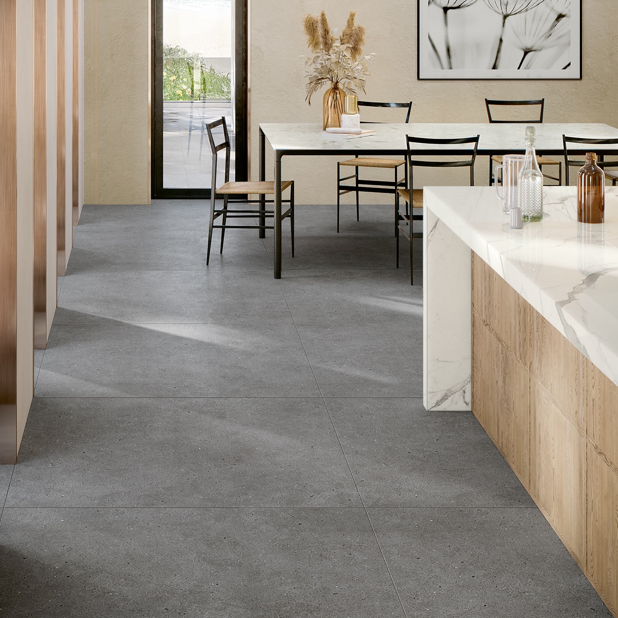 Płytka porcelanowa matowa ciemnoszara z efektem cementu 120X120 - Ebgw305