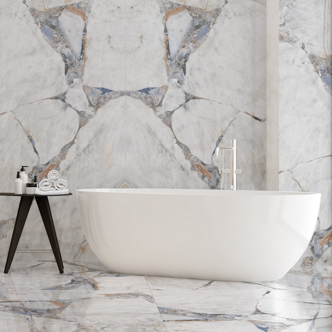Polerowana biała płytka porcelanowa z efektem cennego marmuru 60X120 - Ebrp193