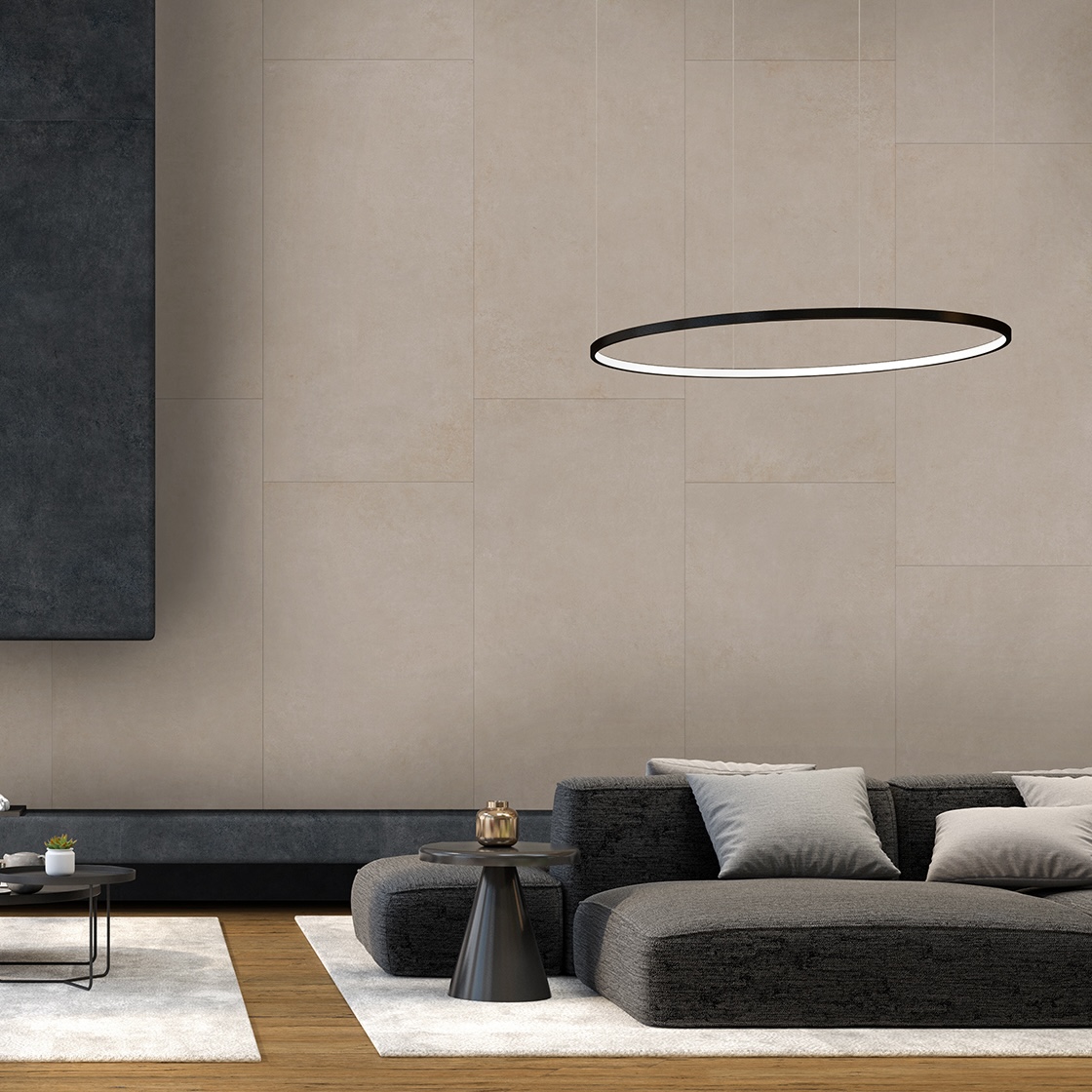 Nowoczesna gres porcelanowy z efektem betonu kość słoniowa 60X120 - Ecme394