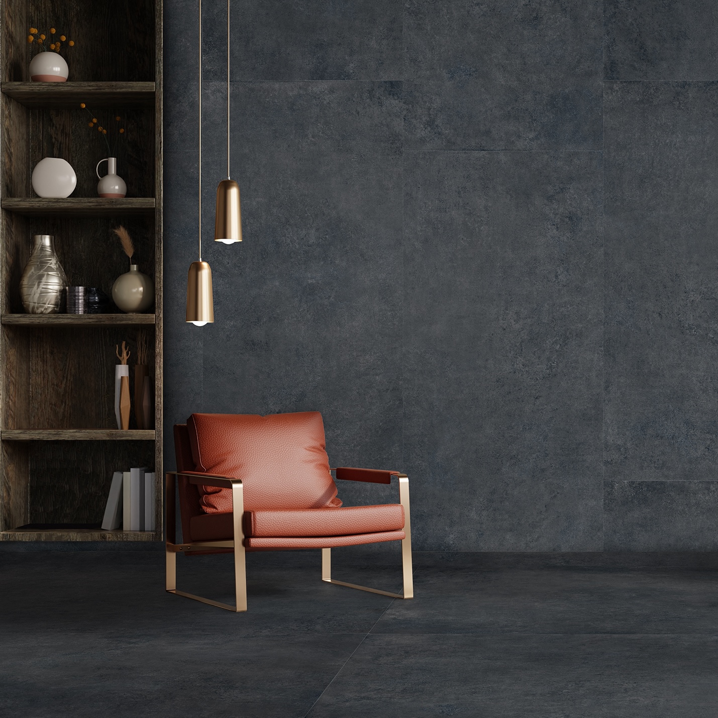 Nowoczesna płytka porcelanowa z efektem czarnego betonu 60X120 - Ecmt398