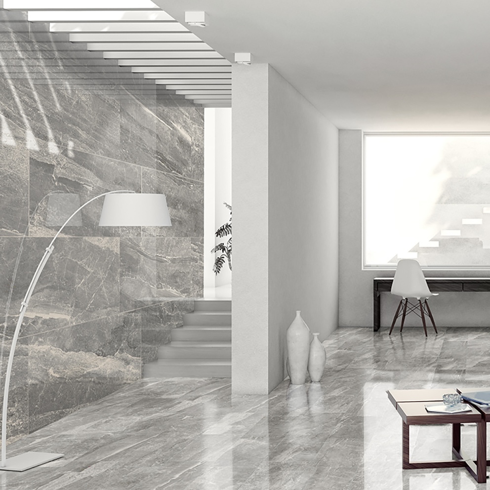 Polerowana jasnoszara, rafinowana płytka porcelanowa z efektem marmuru 60X120 - Ecor804