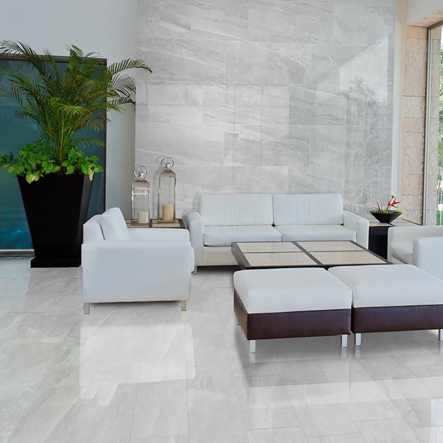 Polerowana biała, rafinowana płytka porcelanowa z efektem marmuru 60X120 - Ecwe802
