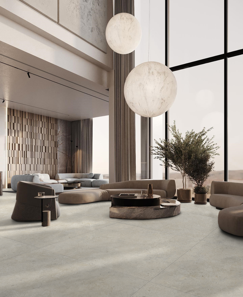 Nowoczesna płytka porcelanowa z efektem kamienia naturalnego Matt Ivory Rt 60x120 - EHNE1618