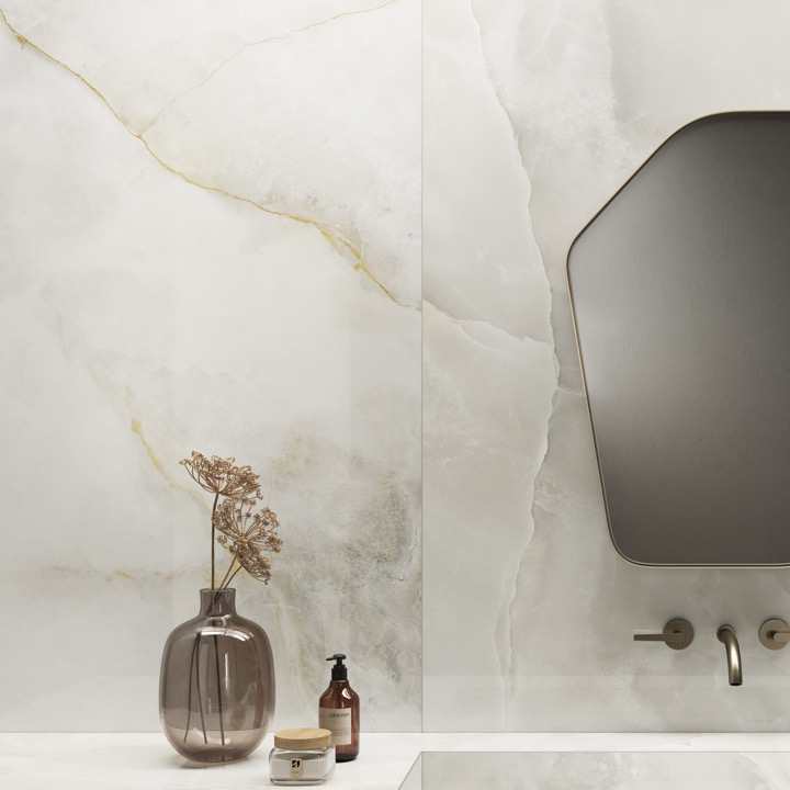 Gres porcelanowy z efektem onyksu biały z żyłkowaniem połysk 60x120 – 03U6A02