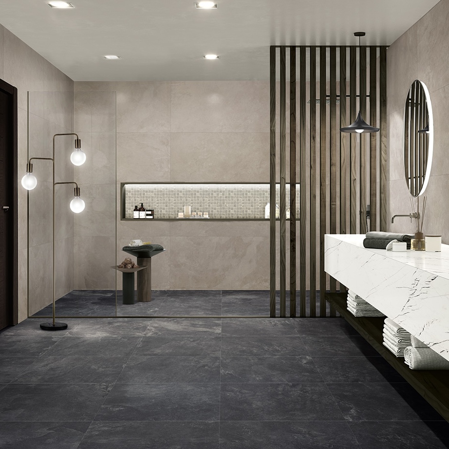 Płytka porcelanowa z efektem łupka matowego w kolorze antracytowym 60X120 - Elpa250
