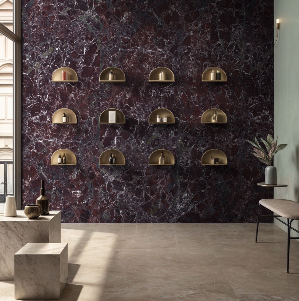 Polerowana płytka porcelanowa Rosso Levante z efektem marmuru 60x120 - ELTE1553