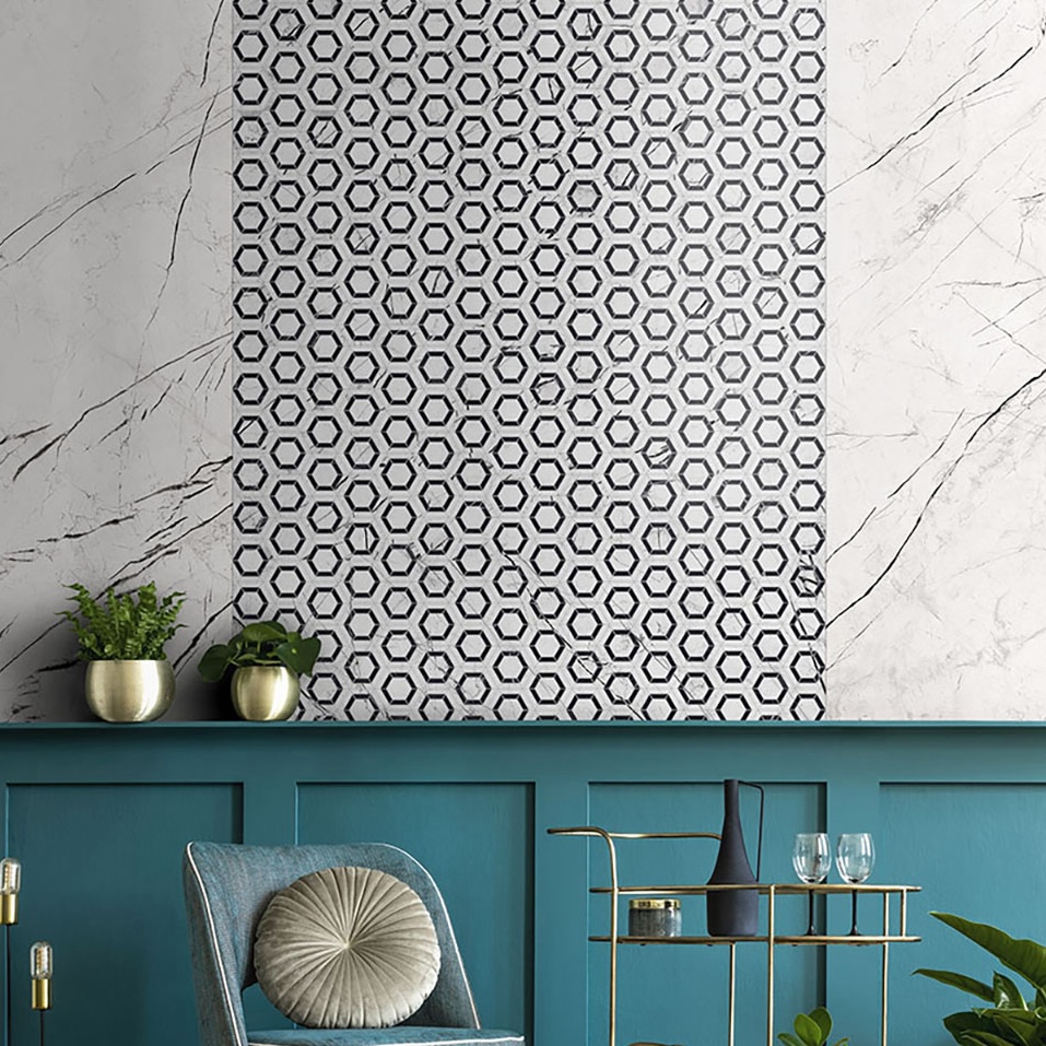 Płytka porcelanowa matowa biała Marquina z efektem marmuru 60X120 - Emaa126