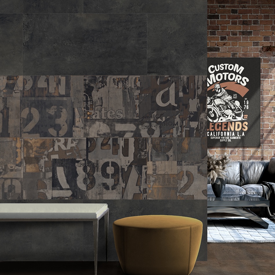 Płytka porcelanowa z efektem cementu w kolorze czarnym metalicznym 60X120 - Embk508