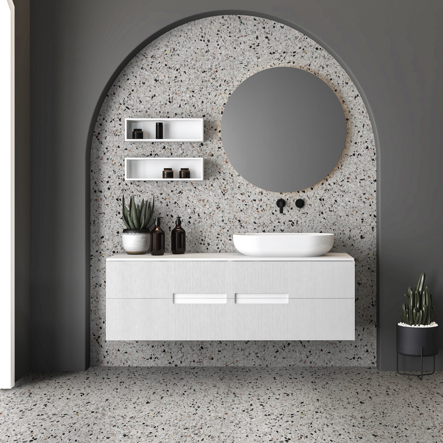 Płytka porcelanowa z efektem białego lastryko 60X120 - Emyw1126