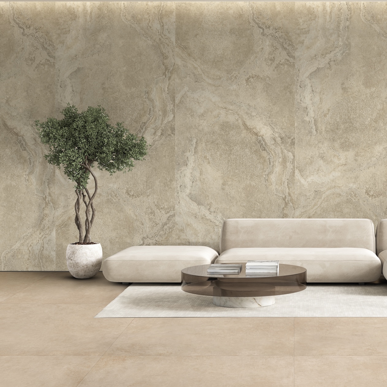Płytka porcelanowa z efektem marmuru trawertynu Soft Matt Ivory 30X60 - Ensc881