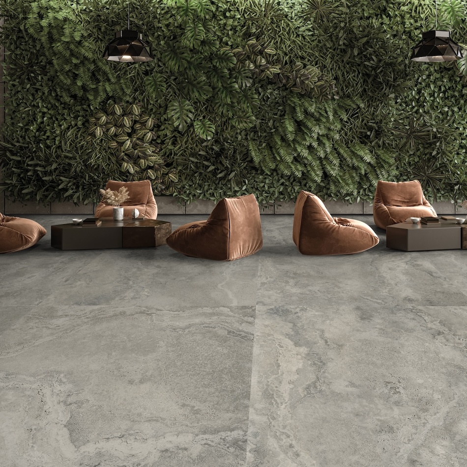 Płytka porcelanowa z efektem marmuru trawertynu Soft Matt Grey 120X120 - Enso879