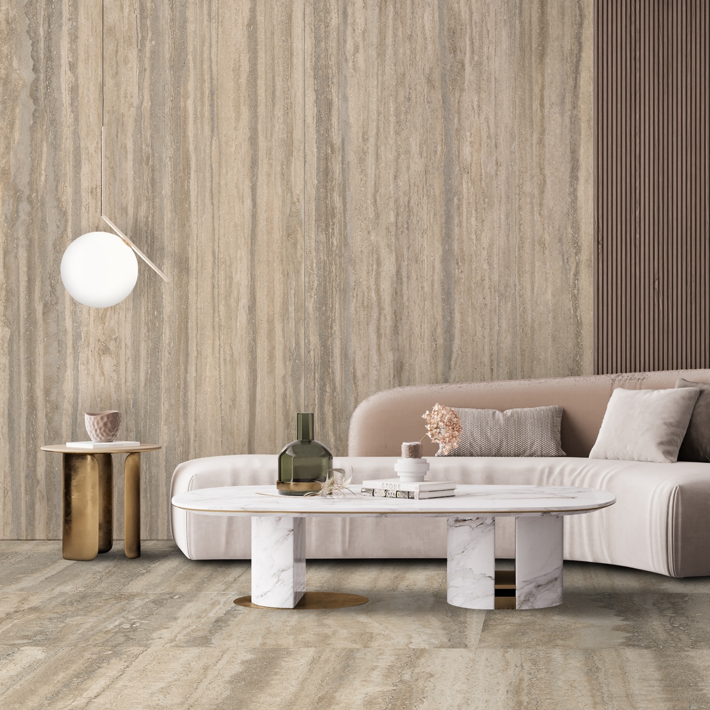 Płytka porcelanowa z efektem marmuru Trawertyn żyłkowany beż matowy 60X120 - Enva152