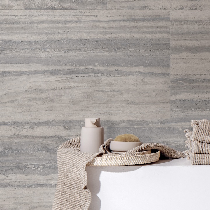Płytka porcelanowa z efektem marmuru Trawertyn żyłkowany matowy szary 60X120 - Envo153