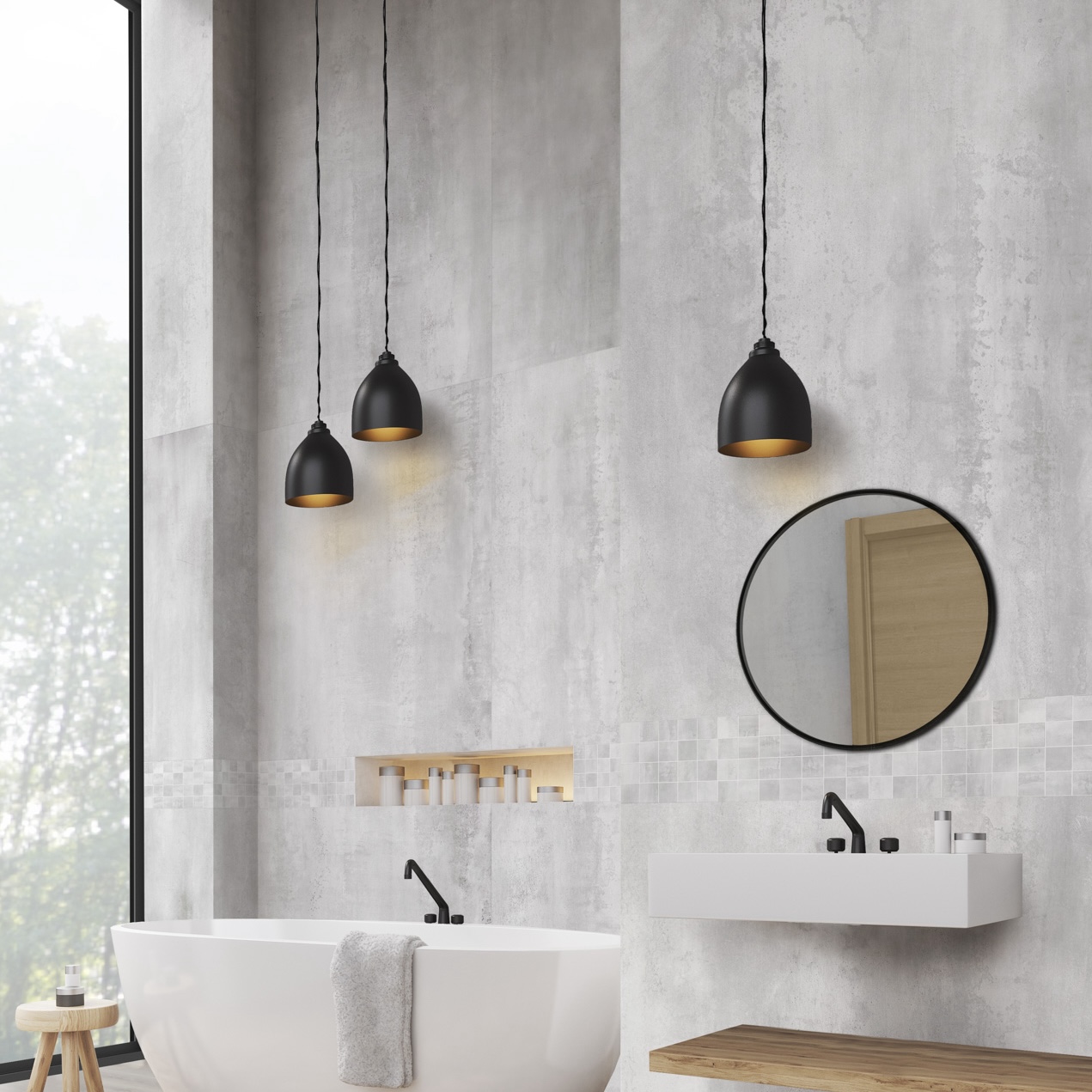 Płytka porcelanowa z efektem cementu białego metalu 60X120 - Eolm620