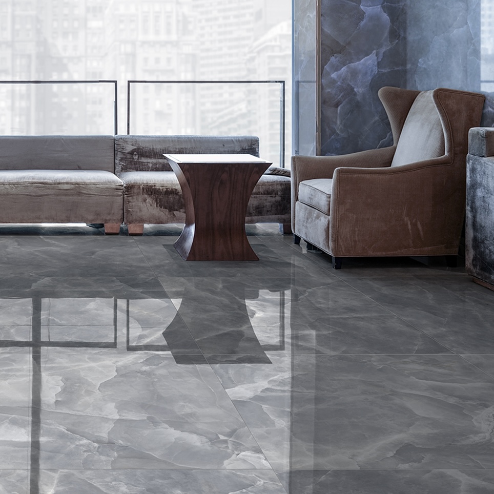 Płytka porcelanowa z polerowanym szarym onyksowym marmurem 60X120 - Eoxg129