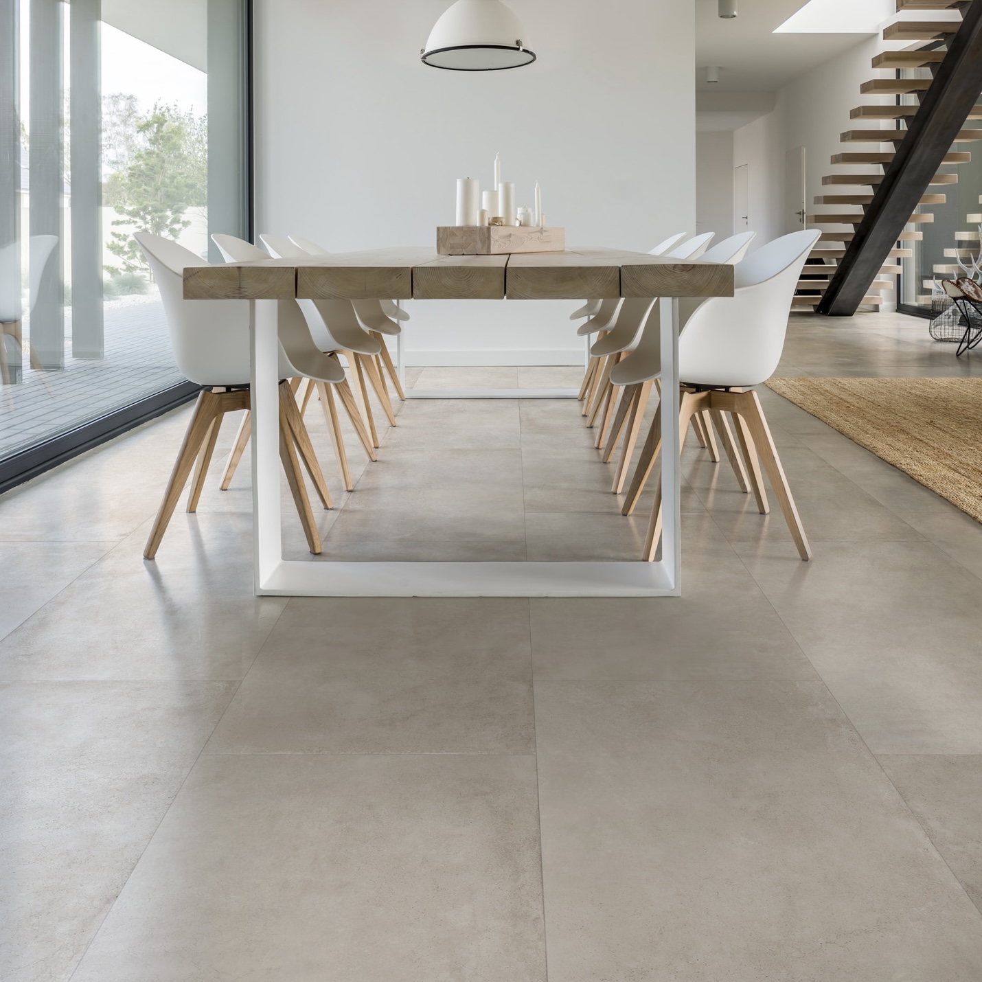 Płytka porcelanowa z efektem białego woskowanego betonu 60X120 - Epwe650