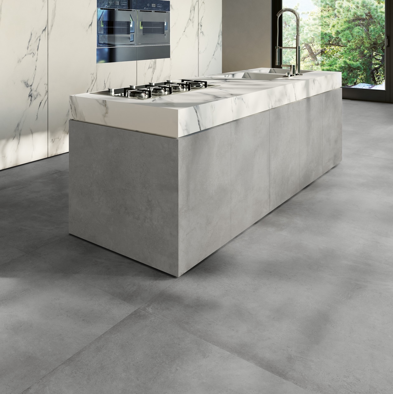 Jasnoszara płytka porcelanowa z efektem woskowanego betonu 60X120 - Epgy656