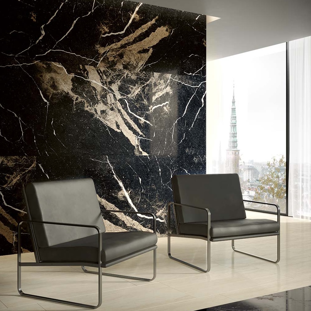 Płytka porcelanowa z efektem marmuru z błyszczącymi czarnymi beżowymi żyłkami 60X120 - Epib162