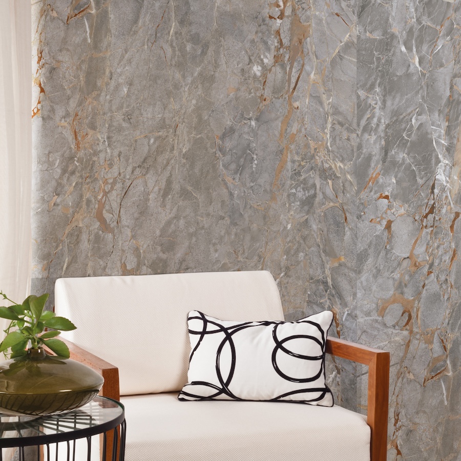 Płytka porcelanowa z polerowanym żyłkowanym szarym marmurem 60X120 - Esan205