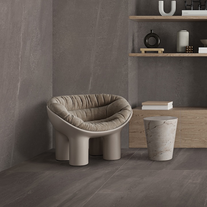 Płytka porcelanowa z efektem wyrafinowanego kamienia Ciemnoszara 60X120 - Esli1241